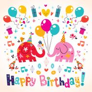 Happy Birthday cute elephants card