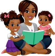 Mom Reading with Daughters