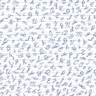 Seamless pattern with English cursive letters