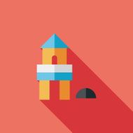 brick house flat icon with long shadow