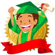 Boy graduate holding diploma