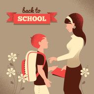 Vintage silhouette of teacher and student