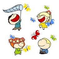 funny kids - butterflies