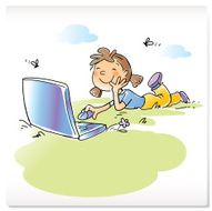 child with laptop computer