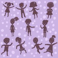 Cartoon kids silhoeuttes