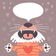 Card to the birthday or other holiday with cute tiger