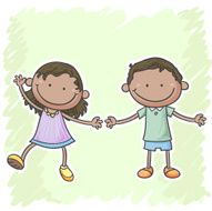 Little boy and girl cartoon illustration