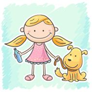 Little girl and her lovely dog