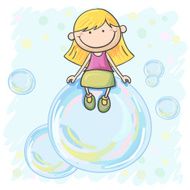 Little girl sitting on the bubble
