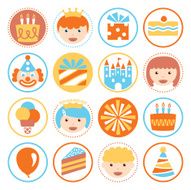 Birthday Celebration - Circle Icons Seals