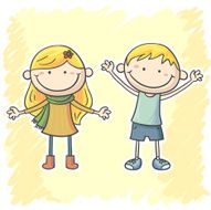 Little boy and girl cartoon illustration N2
