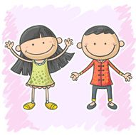 Little boy and girl cartoon illustration N3