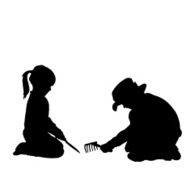 Vector silhouette of children N14