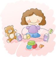 scribbles girl with toys