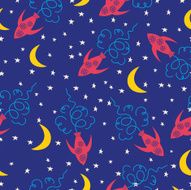 Cartoon Spaceship Seamless Pattern