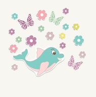 Beautiful baby vintage greeting card vector