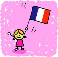 kid with France flag cartoon