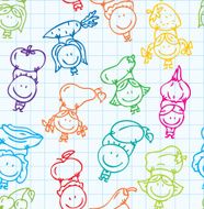 Kids and fruits pattern