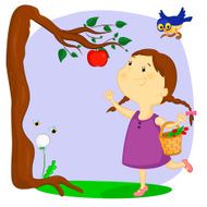 the girl and apple