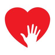 Heart icon with caring hand