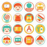 School &amp; Education - Circle Icons Seals