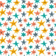 Vector seamless pattern with cute smiley stars