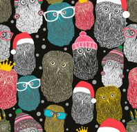 Seamless pattern with party of owls