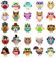 Cute Owls Vector Set