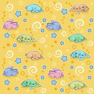 Seamless pattern with sleeping rabbits