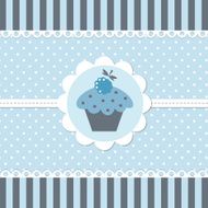 Blue baby shower with cupcake