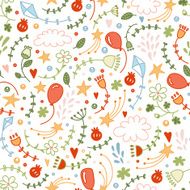 Vector seamless doodle floral pattern Childish ornament