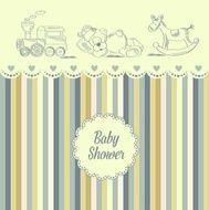 baby shower card with retro toys