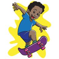 Afro Boy Skateboarding