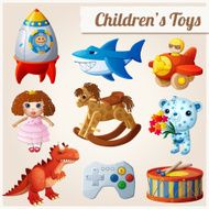 Set of kid&#039;s toys Part 2 Cartoon vector illustration