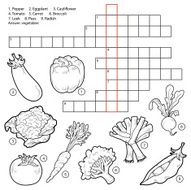 Vector crossword game for children about vegetables