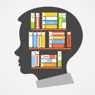 Silhouette of the child&#039;s head with books
