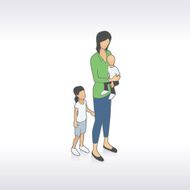 Mom With Kids Illustration