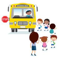 School kids boarding the bus