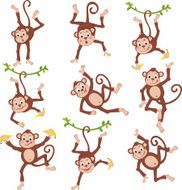 Cute funny monkeys set