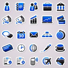 Blue stickers about business