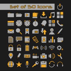 set of media software icons