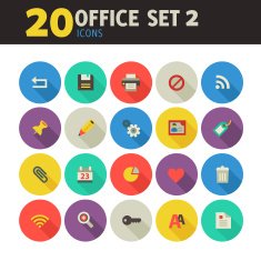 Office icons on circles set 2