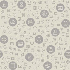 Light Seamless Pattern with Universal Icons