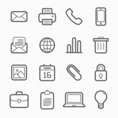 office elements symbol line icon set