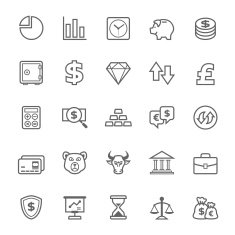 Set of Outline stroke Finance and Stock icon