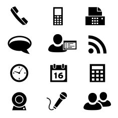 Black style icon set communication