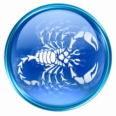 Scorpio zodiac button icon isolated on white background