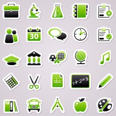 Green school stickers