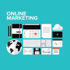 Online marketing flat icons set