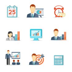 Set of colorful vector business icons